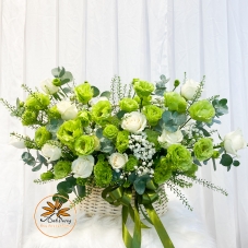 Giỏ Hồng Trắng Xanh