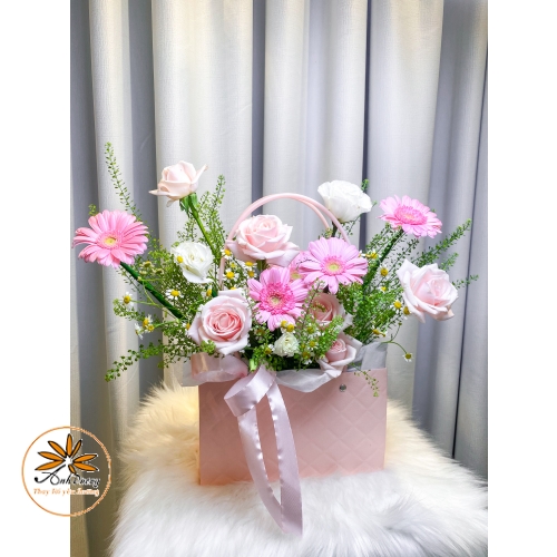 Giỏ Hồng Đồng Tiền Hồng